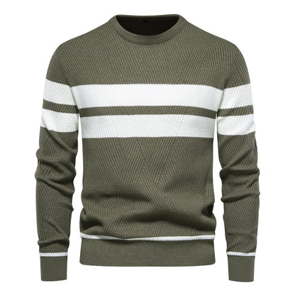 Pull Homme Rayé Col Rond Classique