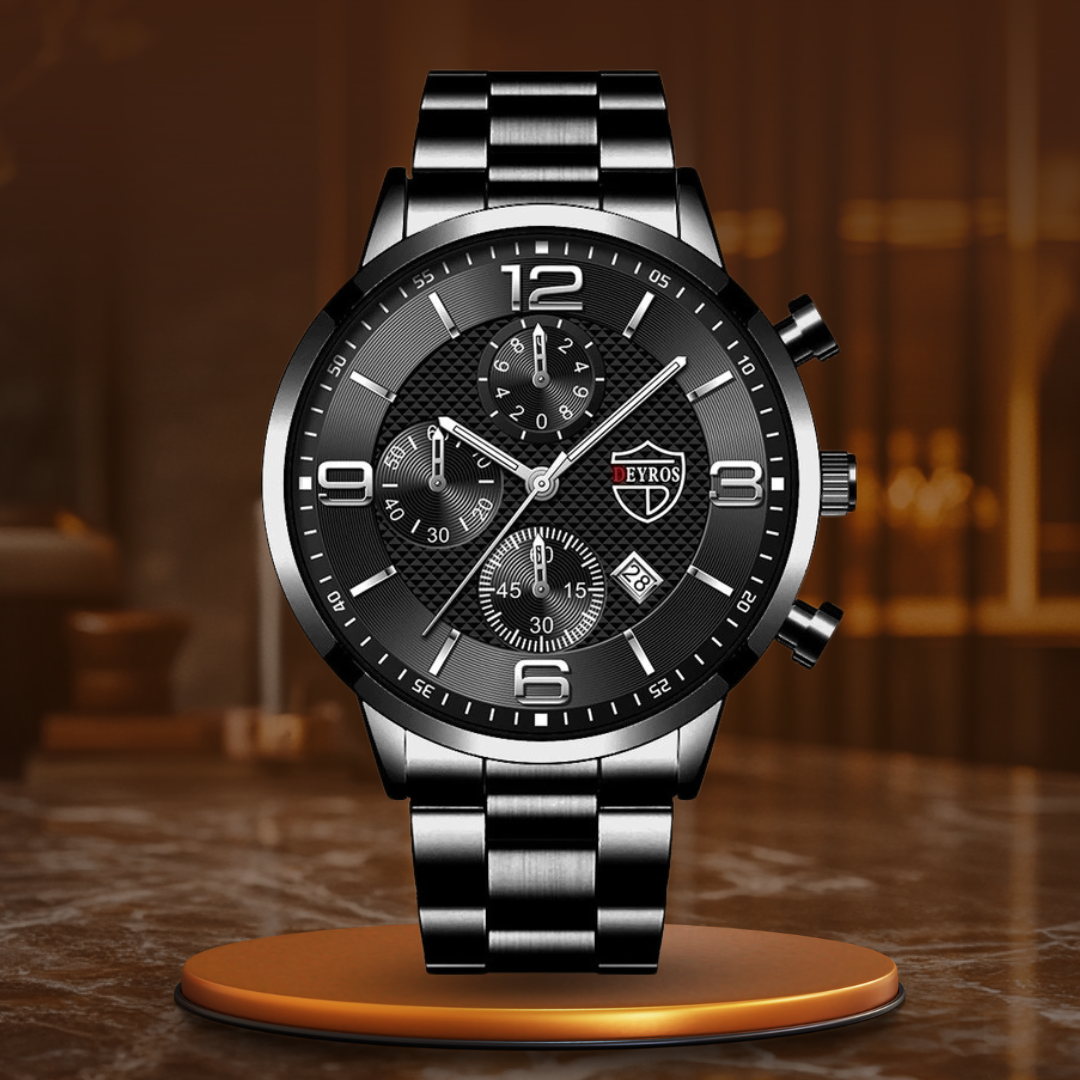Montre Homme Élégante Noir Cuir