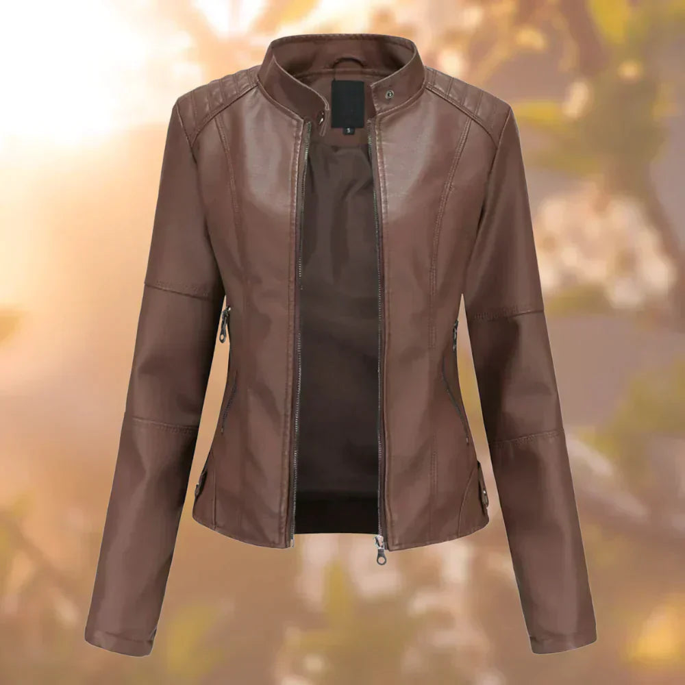 Veste Cuir Féminine Manches Longues Élégante