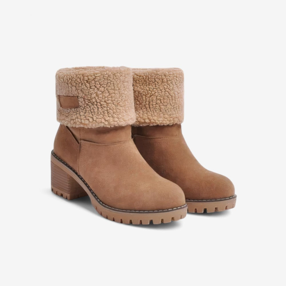 Bottines Hiver Chauffantes à Talon Haut avec Doublure Polaire