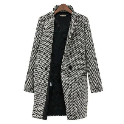 Manteau Écossais Hiver Noir et Blanc Doux