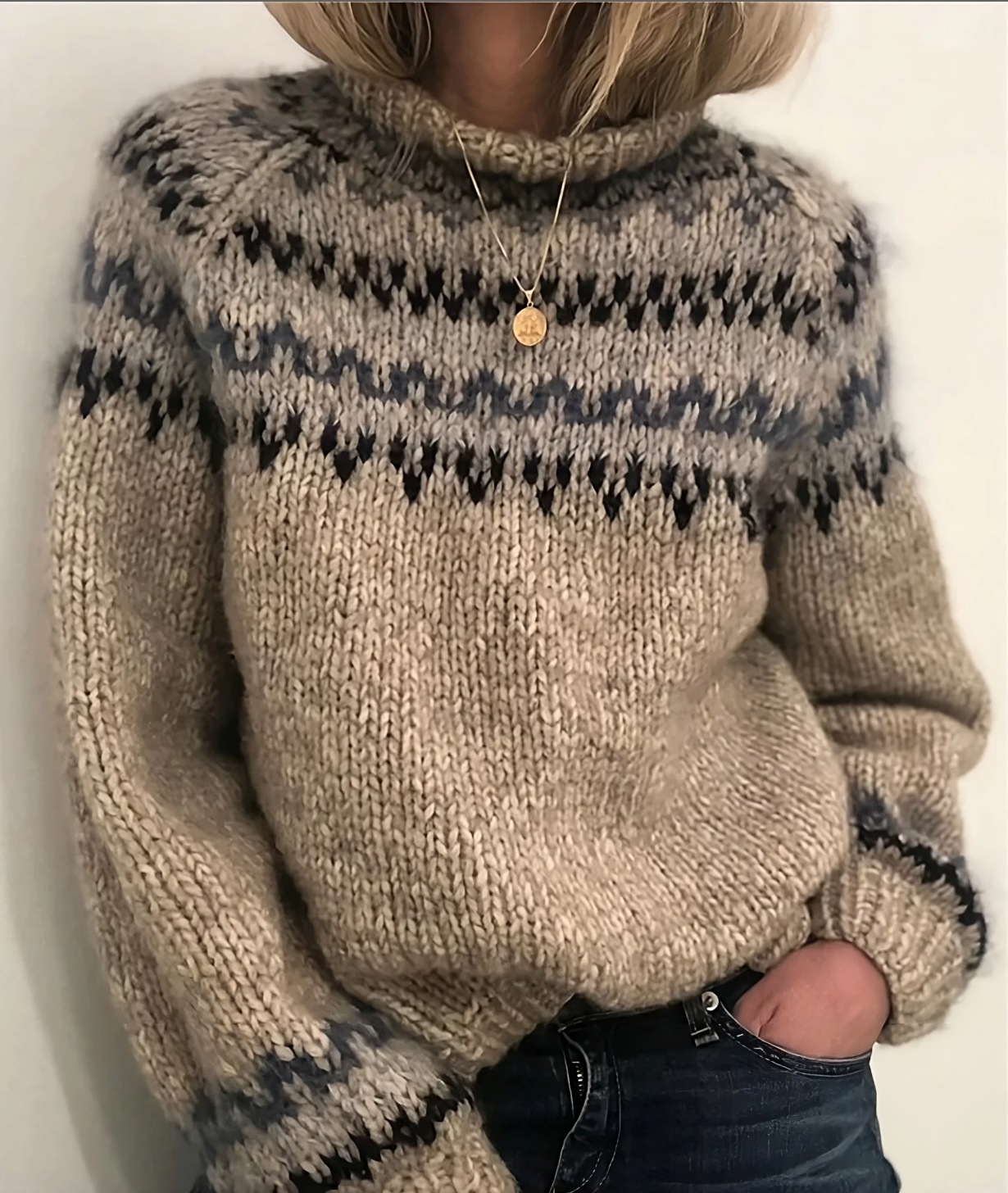 Pull à Col Roulé Femme Laine Islandaise Douce