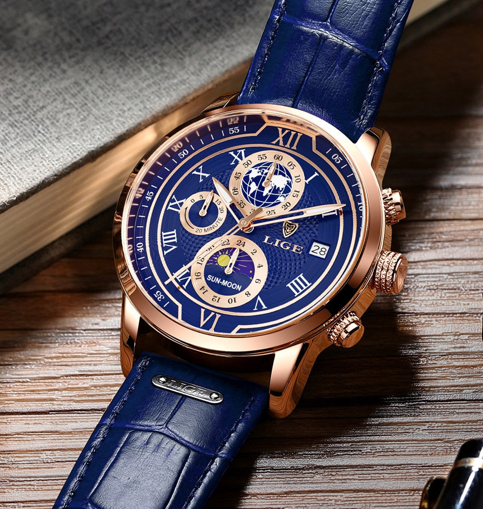 Montre Chronographe Cuir Homme Élégante