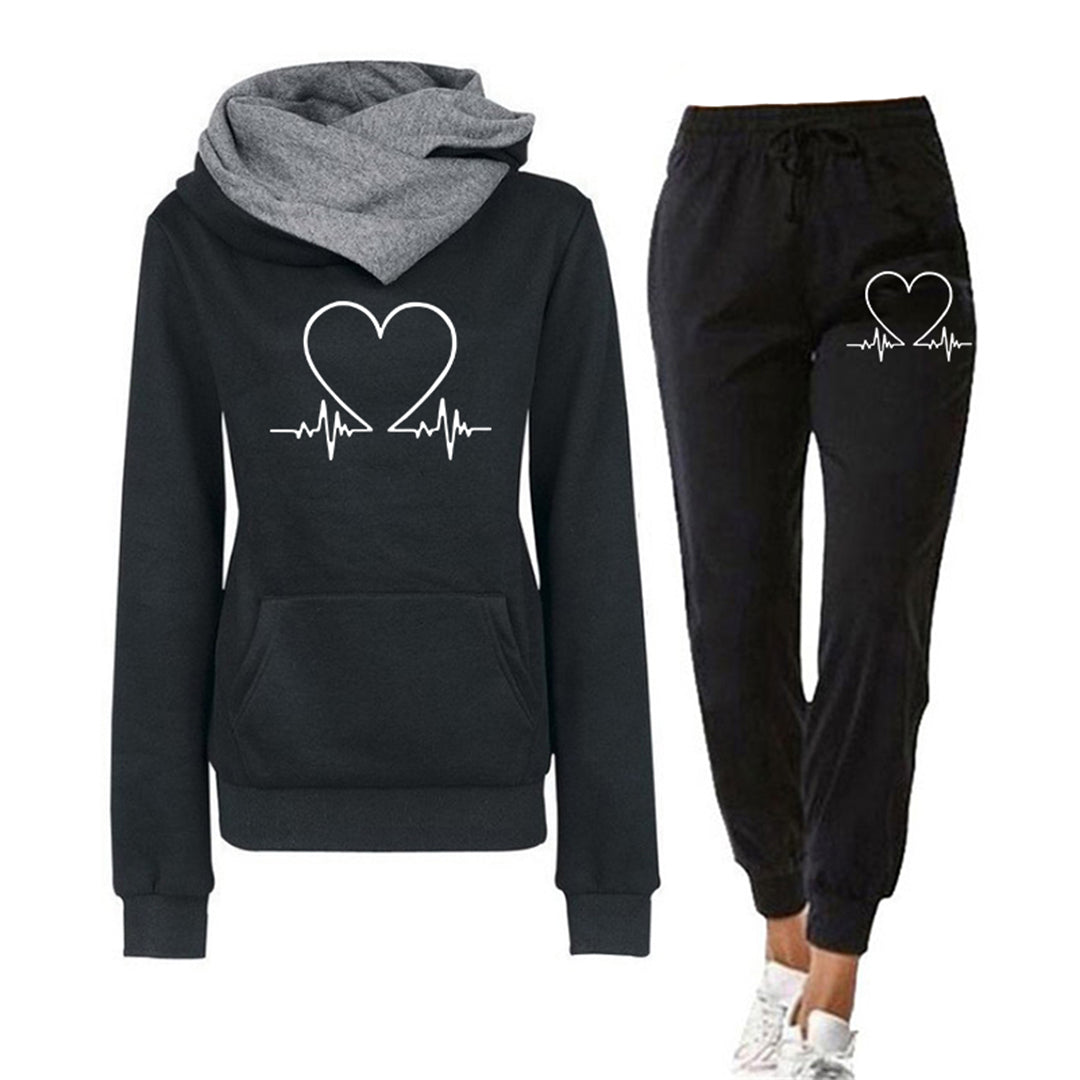Ensemble Survêtement Femme Décontracté avec Imprimé Coeur - BerlinGlamour