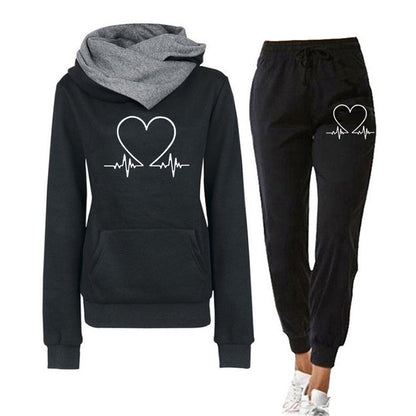 Ensemble Survêtement Femme Décontracté avec Imprimé Coeur - BerlinGlamour