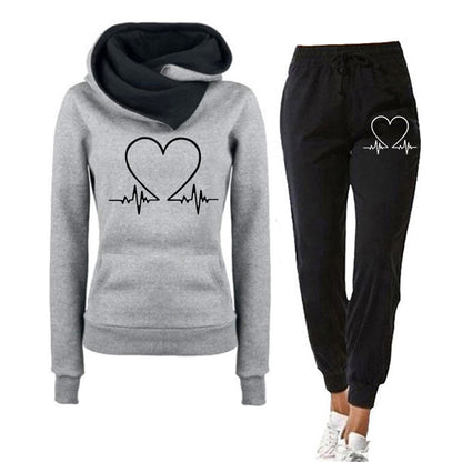 Ensemble Survêtement Femme Décontracté avec Imprimé Coeur