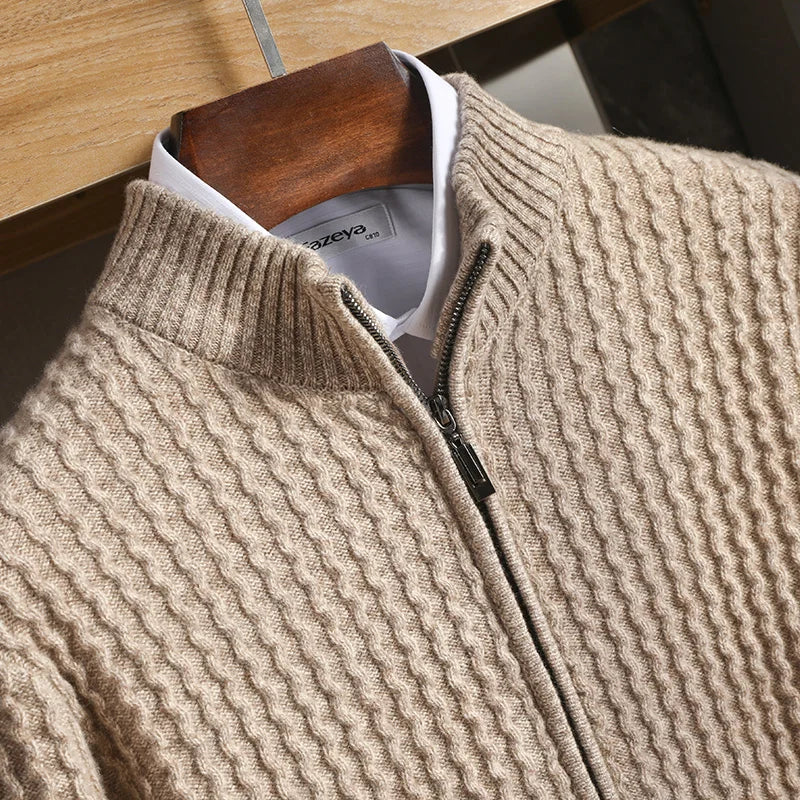 Pull En Merinos Doublé ZipPour Homme