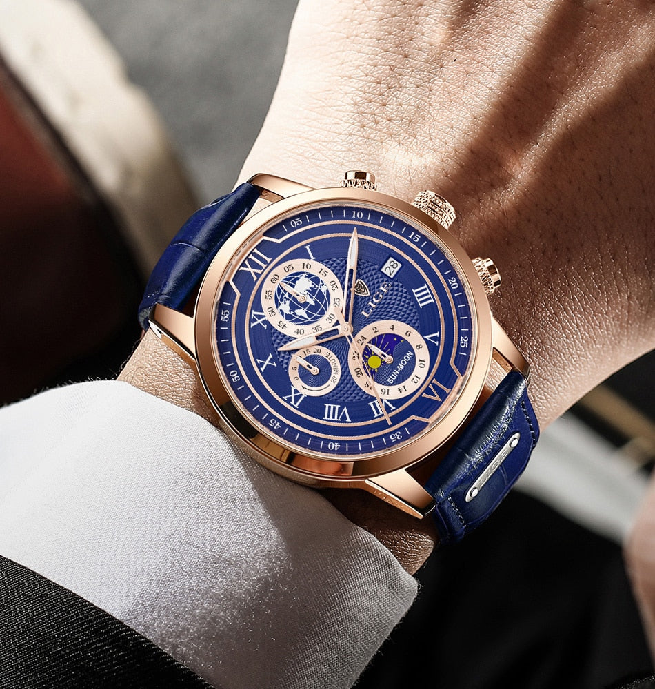 Montre Chronographe Cuir Homme Élégante
