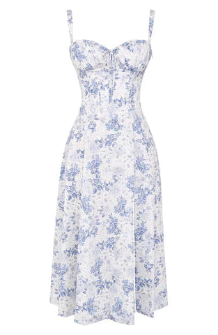 Robe Cocktail Courte à Fleurs avec Corsage