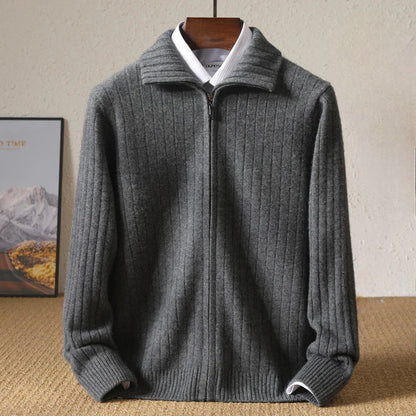 Pull Cachemire Homme Hiver Chaud et Élégant avec Fermeture Éclair