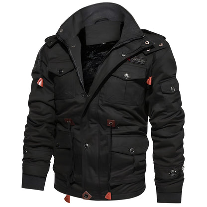Veste Parka Homme Capuche avec Poches Multi et Manches Longues