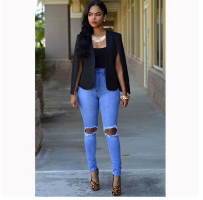 Blazer Femme Manches Longues Découpe Élégante