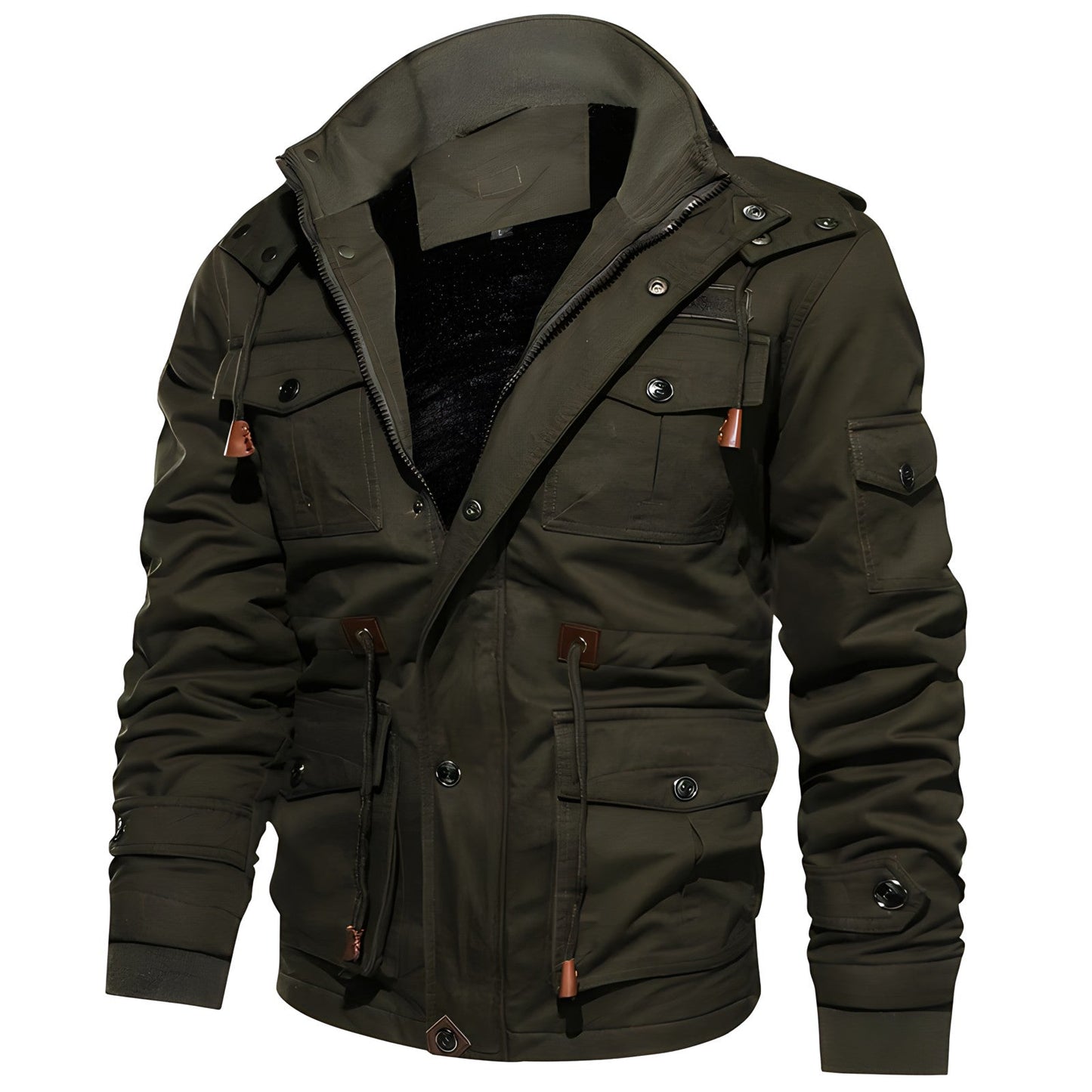 Veste Parka Homme Capuche avec Poches Multi et Manches Longues - PanierRoyale