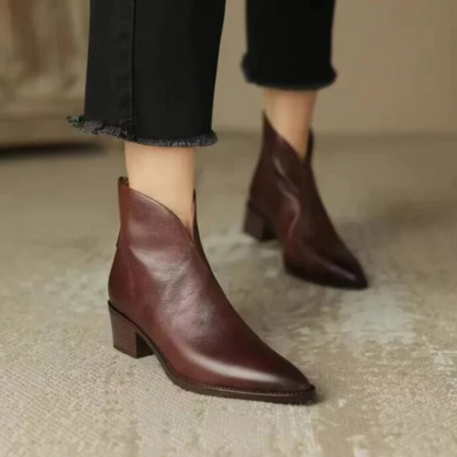 Bottine Femme Élégante en Cuir avec Talon Bloc