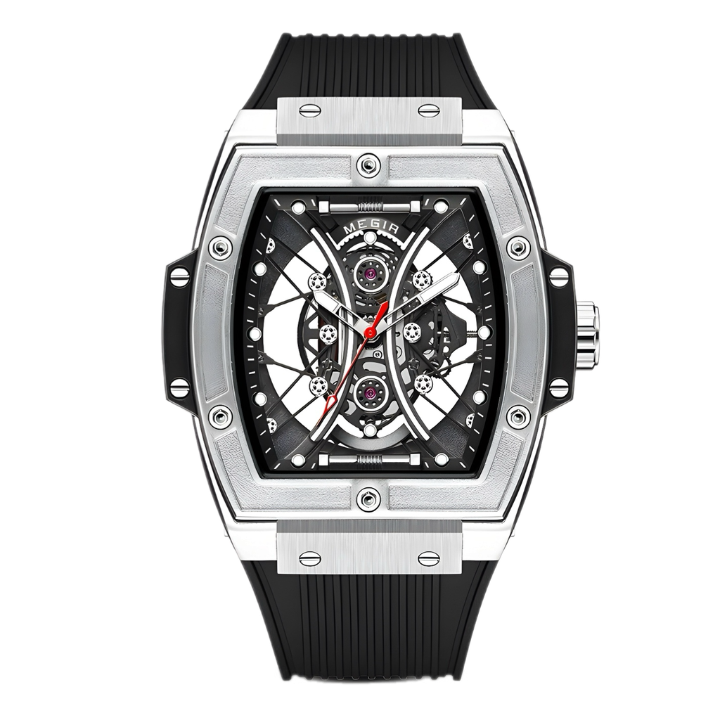 Montre Homme Élégante 45mm Noir Cuir