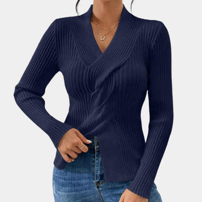 Pull Femme Col V Élégant et Tendance