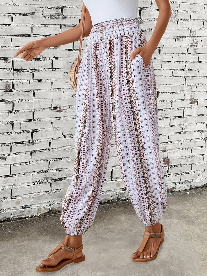 Pantalon Femme Imprimé Floral Élégant Décontracté