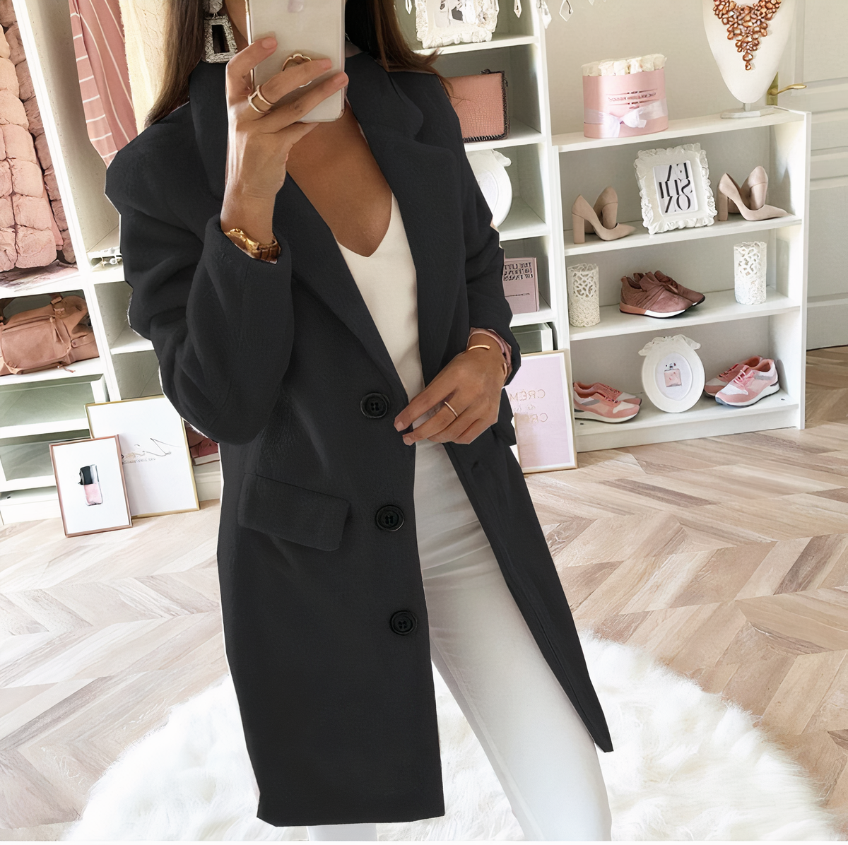 Manteau femme en laine rouge élégant