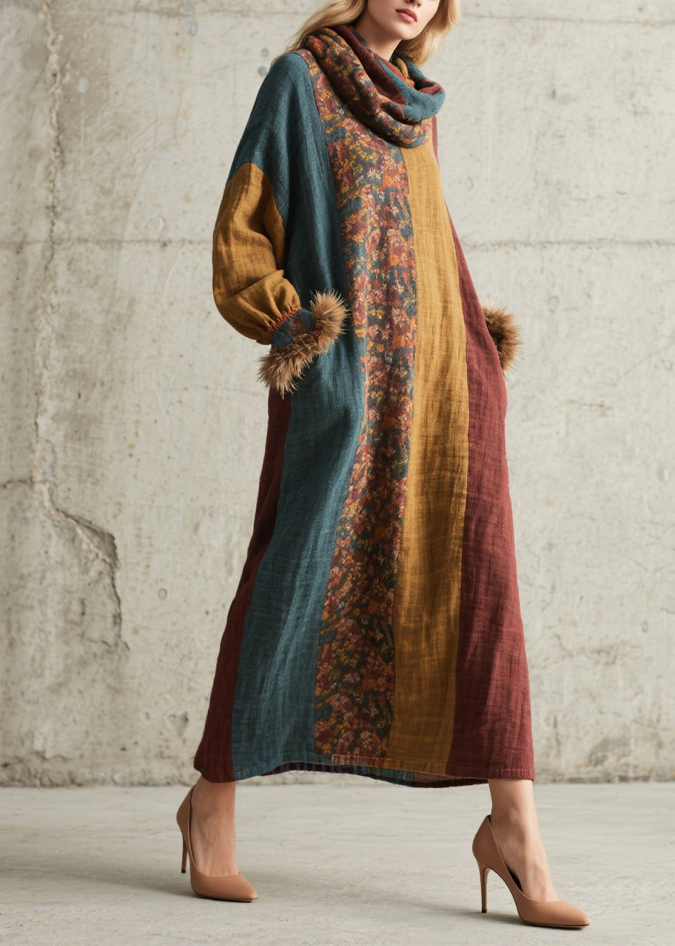 Gros peignoir hivernal en fausse fourrure colorée - EasyApparels