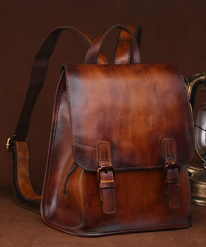 Vintage Leather Brown Backpack Large Capacity - EasyApparels