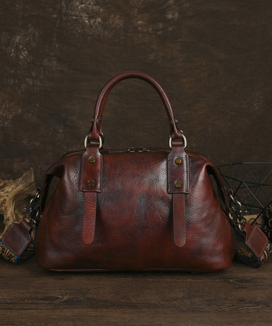 Large Leather Tote Bag Vintage Style - EasyApparels