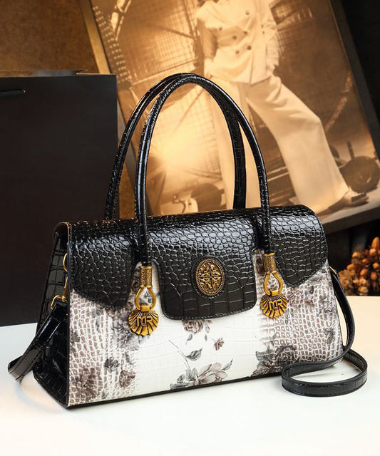 Sac à main en cuir blanc imprimé robuste et résistant - EasyApparels