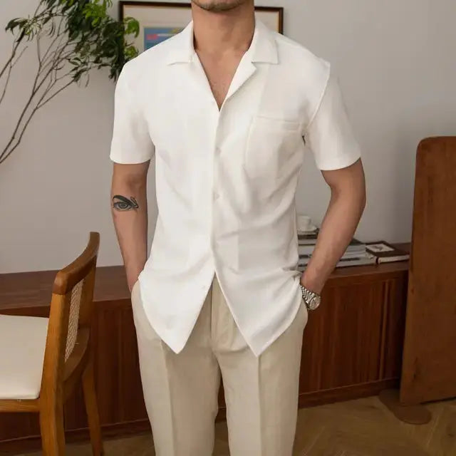 Chemise Homme Classique Manches Courtes Décontractée