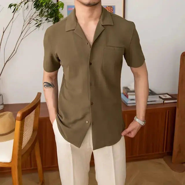 Chemise Homme Classique Manches Courtes Décontractée