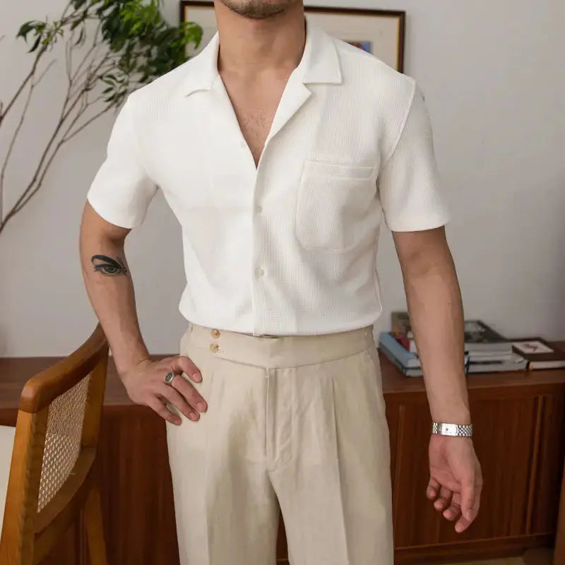 Chemise Homme Classique Manches Courtes Décontractée