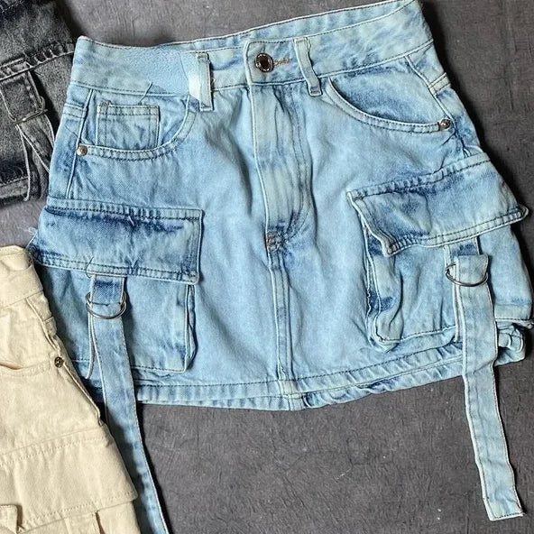 Jupe Courte Décontractée avec Poches Pratiques pour Femme