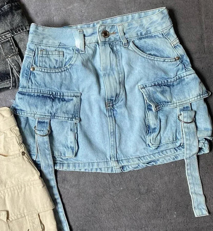 Jupe Jeans Taille Haute Élastique Femme