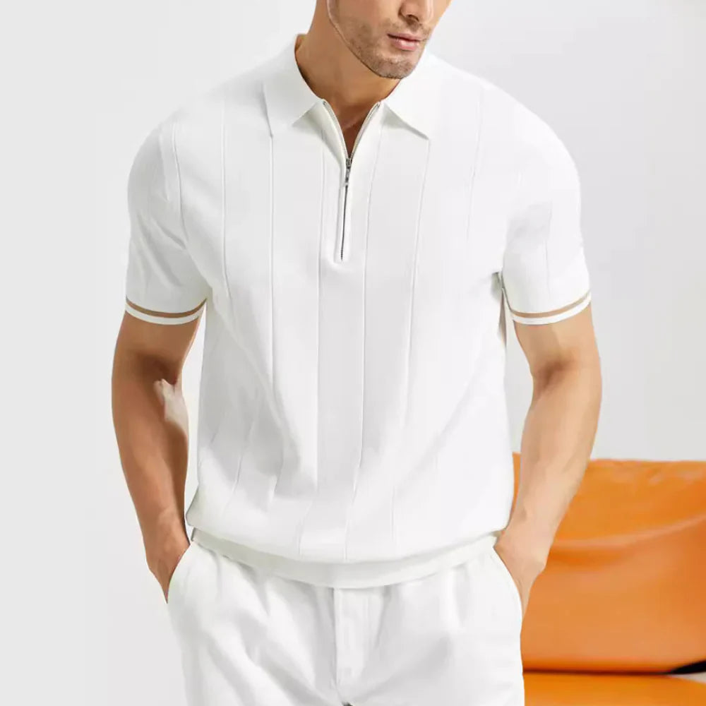 Polo Homme Classique à Fermeture Éclair
