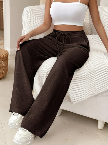 HauteZen™ – Pantalon Femme Taille Haute Large & Fluide, Confort Chic Été