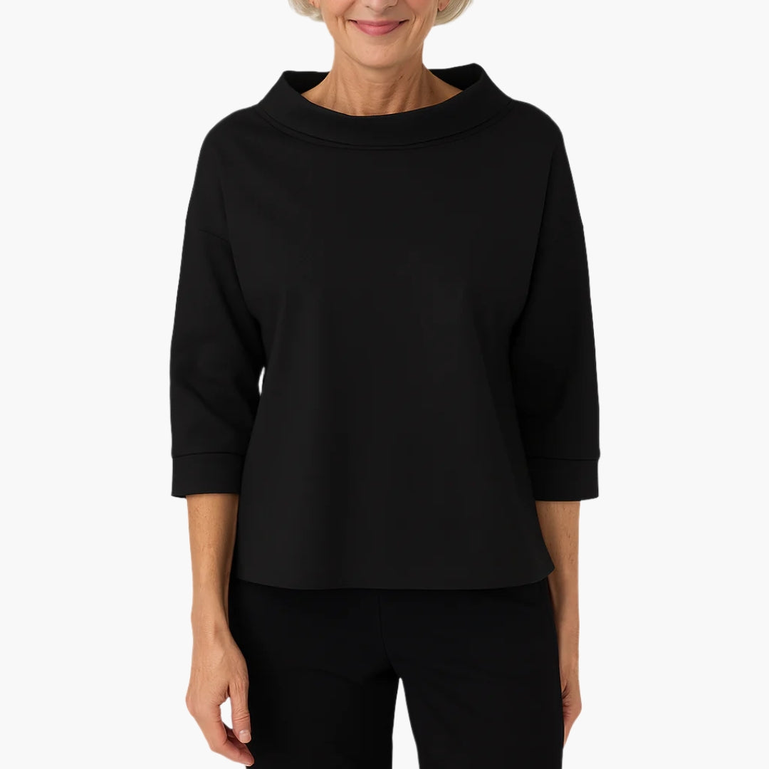 Blouse femme élégante col montant manches courtes