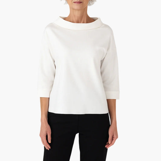 Blouse femme élégante col montant manches courtes - PanierRoyale