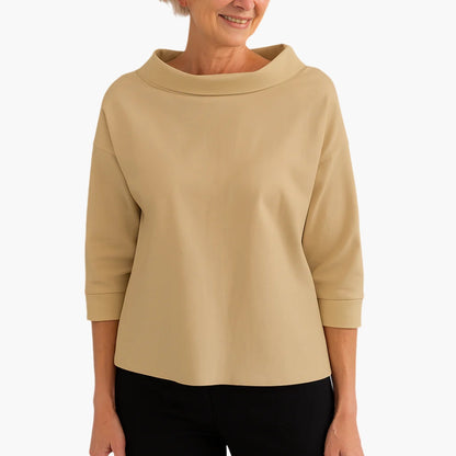 Blouse femme élégante col montant manches courtes