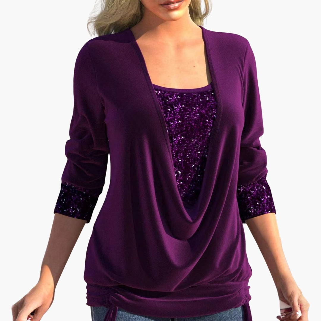 Corsage Femme Élégant Paillettes Scintillantes