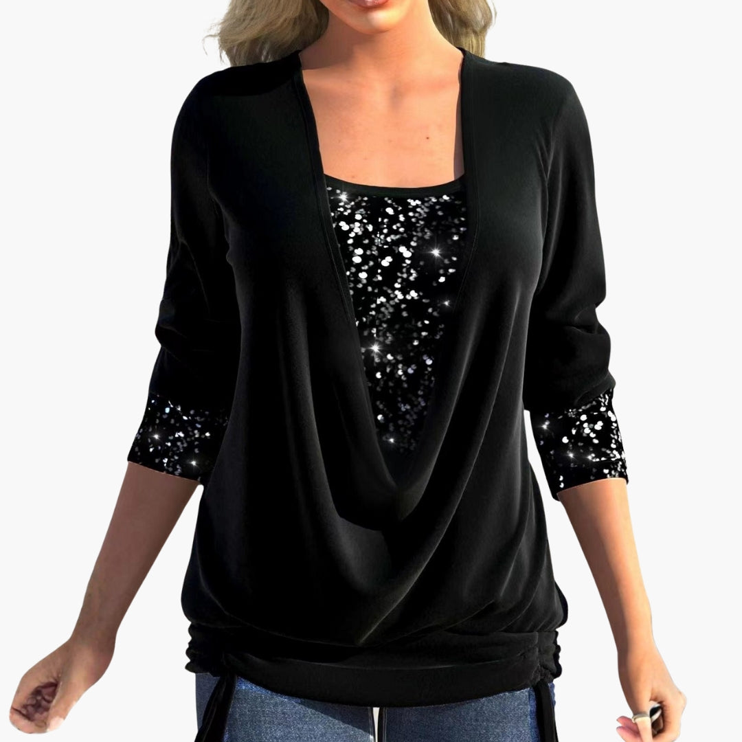 Corsage Femme Élégant Paillettes Scintillantes
