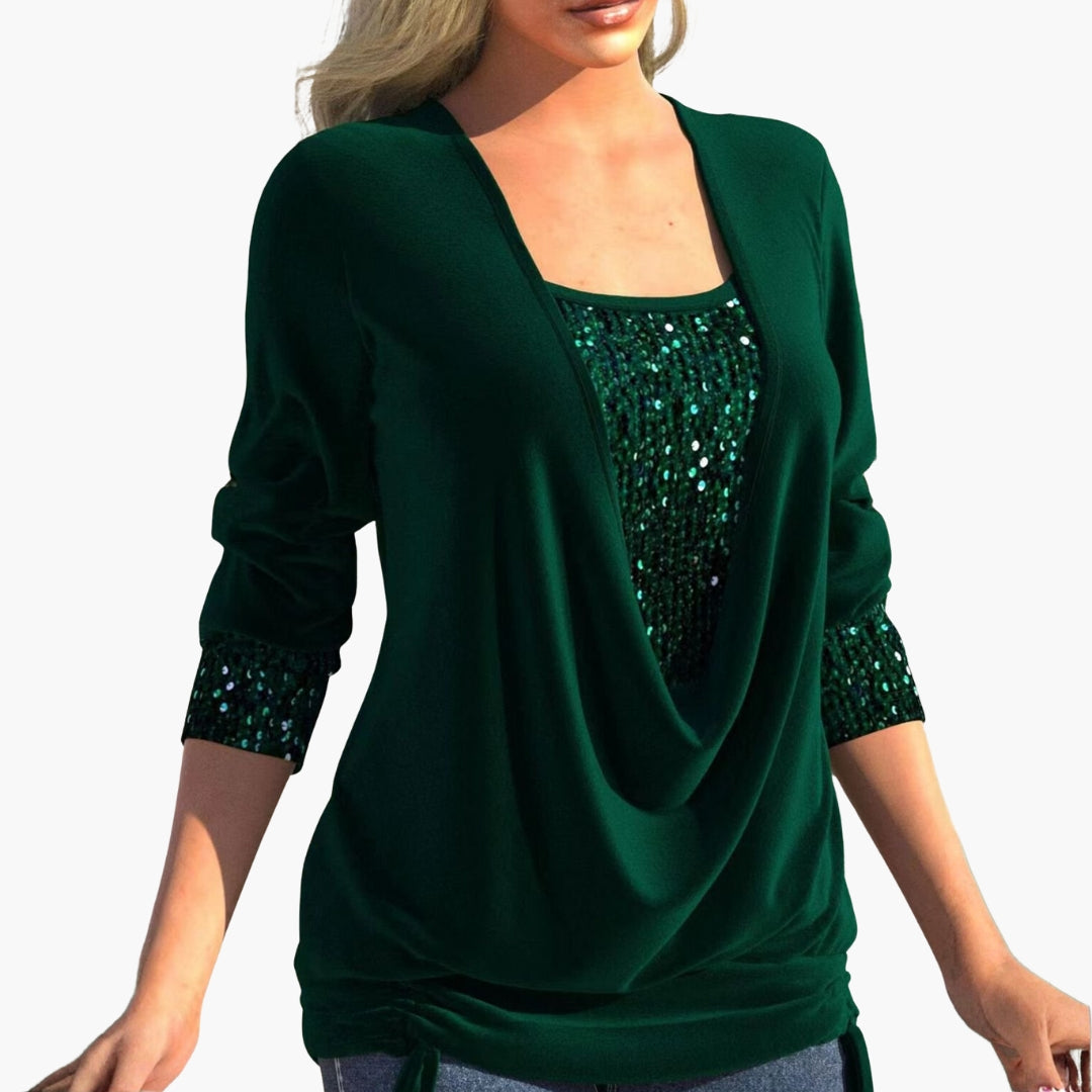Corsage Femme Élégant Paillettes Scintillantes