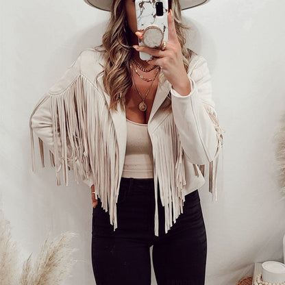 Veste en Duvet Frange Mode Chic pour Femme