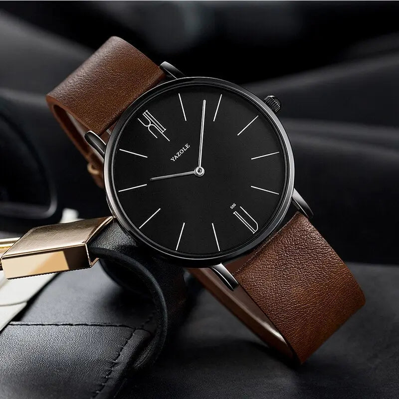 Montre Homme Classique Élégante en Cuir