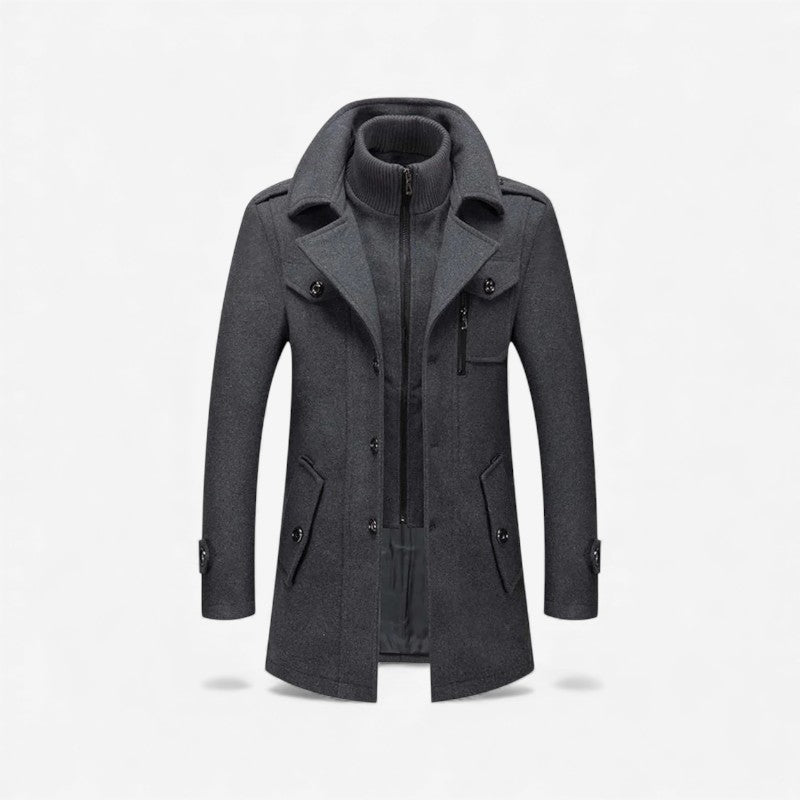Manteau Hiver Élégant à Manches Longues avec Col Montant