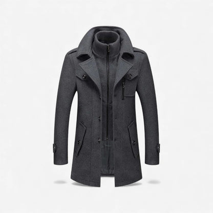 Manteau Hiver Élégant à Manches Longues avec Col Montant
