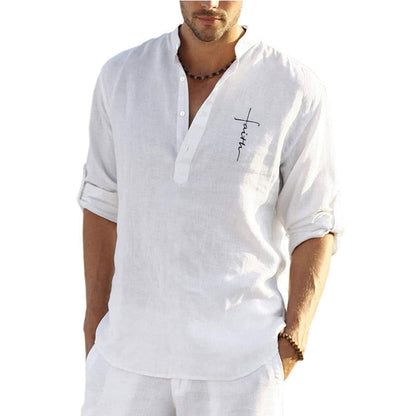Chemise Homme Lin Coton Décontracté Été