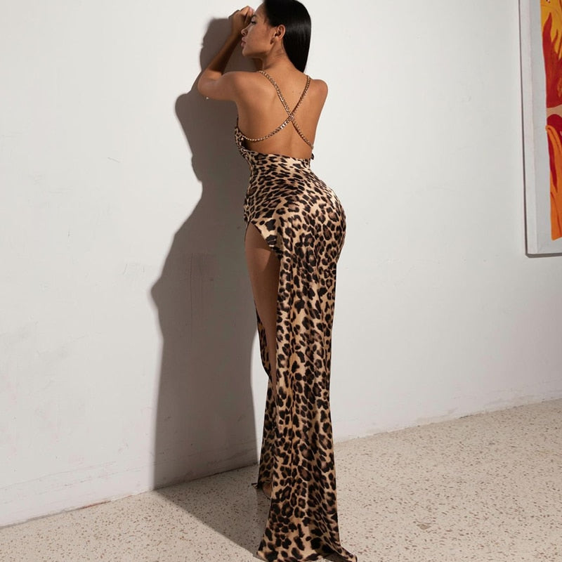 Bianca™ – Robe de Soirée Longue Imprimée Léopard Chic avec Fente Haute-3