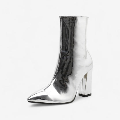 Bottines Femme Talons Plats à Bout Pointu Élégantes