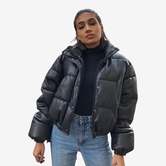 Blouson Femme Manches Longues Col Montant Élégant - PanierRoyale