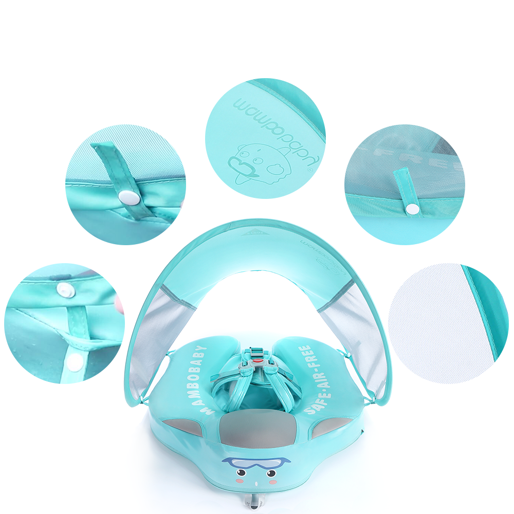 Flotteur Bébé avec Parasol de Protection Solaire Bleu Clair
