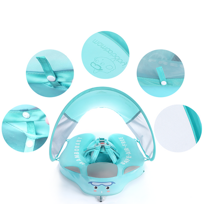 Flotteur Bébé avec Parasol de Protection Solaire Bleu Clair