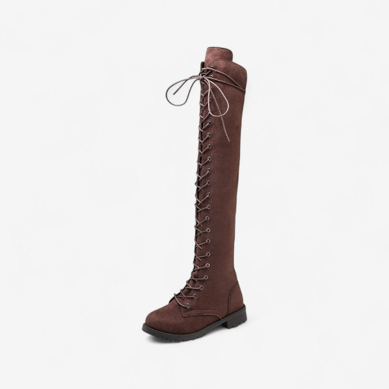 Bottes Femmes Haut Talon Bout Rond Élégantes